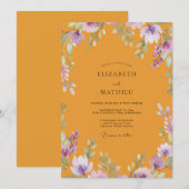 マスタードアメジスト野生の花の結婚式 招待状 (正面/裏面)