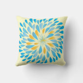 マスタードイエローとアクアモダンフラワーピロー クッション (裏面)