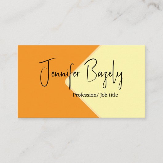 マスタードイエローとクリームのミニマルな名刺 名刺 (正面)