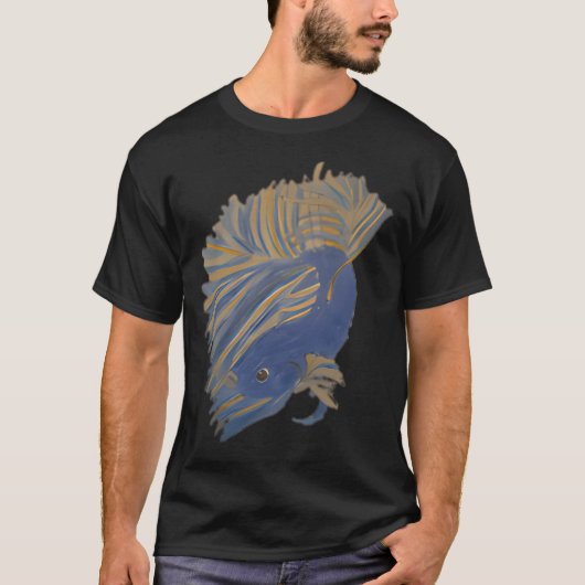マスタードイエローとコモンブルーのベタ Tシャツ (正面)
