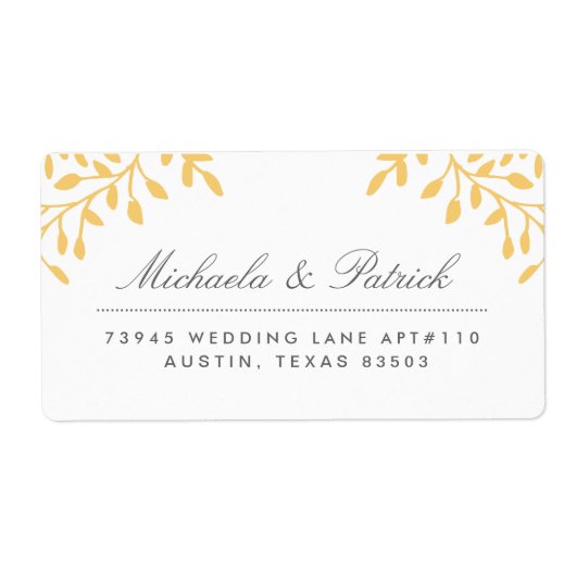 マスタードイエローとチャコールグレーの住所 シール (正面)