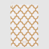 マスタードイエローとホワイトのクローバーパターン ゴルフタオル (正面)