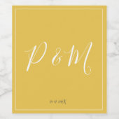 マスタードイエローとホワイトミニマル結婚リスト ワインラベル (シングルラベル)