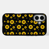 マスタードイエローのひまわり柄 ブラックiPhoneケース Case-Mate iPhoneケース (裏面 (横))