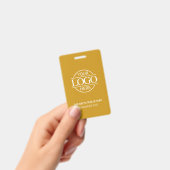 マスタードイエローのカスタムビジネス ロゴ 従業員ID バッジ (手持ち)