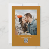 マスタードイエローの秋のモダン ミニマル ウェディング セーブザデート (裏面)