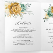 マスタードイエローの花とセージのグリーンが美しいモダンなウェディング 三つ折り案内状 (内部最初)