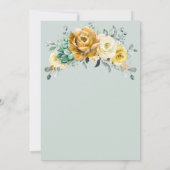マスタードイエローの花とセージのグリーンウェディングシャワー 招待状 (裏面)