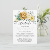 マスタードイエローの花のセージウェディング詳細 エンクロージャーカード (スタンド正面)