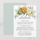 マスタードイエローの花のセージウェディング詳細 エンクロージャーカード (正面/裏面)