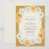 マスタードイエローの輝く薔薇の結婚式 招待状 (正面/裏面)