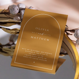 マスタードイエローアーチミニマル秋の結婚式QR 招待状