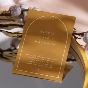 マスタードイエローアーチミニマル秋の結婚式QR 招待状