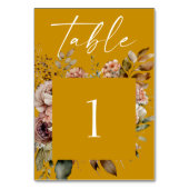 マスタードイエローウォーター色開花結婚フローラ テーブルナンバー (裏面)
