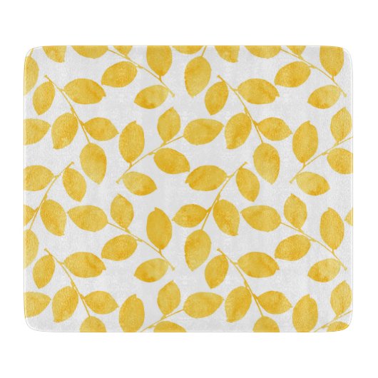 マスタードイエローウォーター葉カラーパターン カッティングボード (正面)