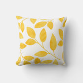 マスタードイエローウォーター葉カラー クッション (正面)