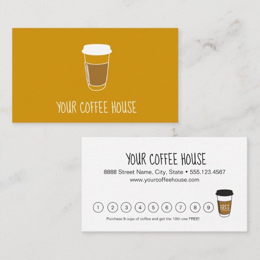 マスタードイエローカスタムコーヒーハウス ロイヤリティカード (正面/裏面)