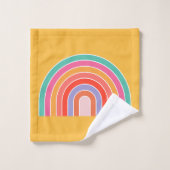 マスタードイエローカラフルレインボー バスタオルセット (ウォッシュタオル)