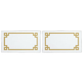 マスタードイエローギリシャ鍵縁どキングサイズ 枕カバー