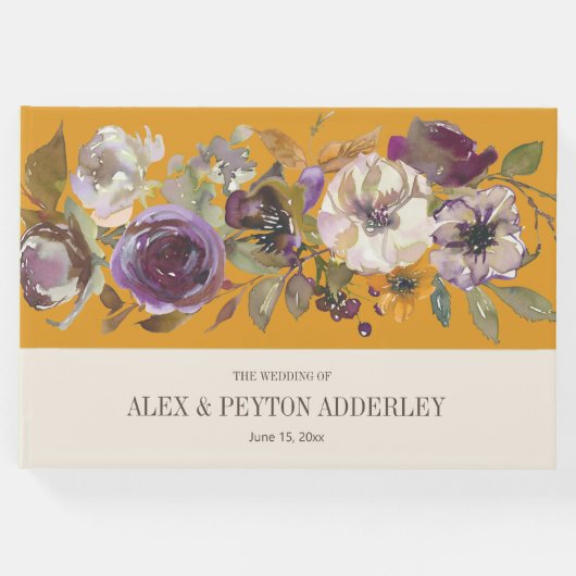 マスタードイエロークリームパープル結婚フローラ ゲストブック (正面)