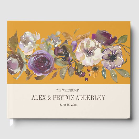 マスタードイエロークリームパープル結婚フローラ ゲストブック (正面)