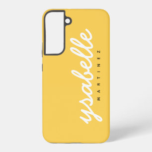 マスタードイエローシンプルボールドスクリプトネーム SAMSUNG GALAXY S22+ケース