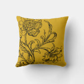マスタードイエロースタイリッシュフローラ クッション (裏面)