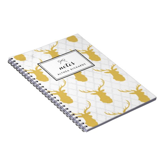 マスタードイエロースタグパターパーソナライズされたン ノートブック (右側)