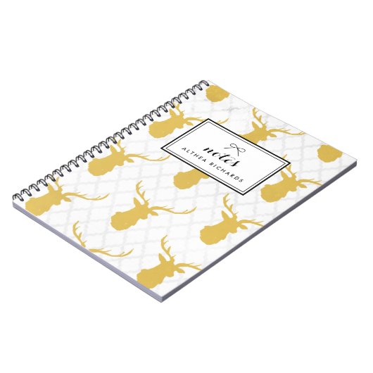 マスタードイエロースタグパターパーソナライズされたン ノートブック (左側)