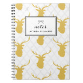 マスタードイエロースタグパターパーソナライズされたン ノートブック (正面)