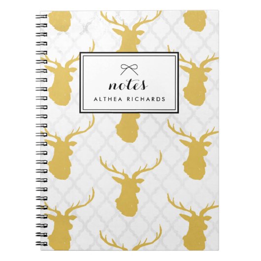 マスタードイエロースタグパターパーソナライズされたン ノートブック (正面)