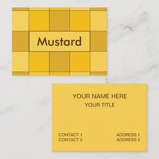 マスタードイエローチェッカーボードマスタード 名刺 (正面/裏面)