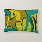 マスタードイエローティール（緑がかった色）抽象芸術 アクセントクッション (裏面)