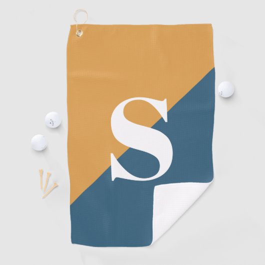 マスタードイエローネイビーブルーモノグラム ゴルフタオル (インサイチュ)