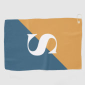 マスタードイエローネイビーブルーモノグラム ゴルフタオル (横)