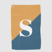 マスタードイエローネイビーブルーモノグラム ゴルフタオル (正面)