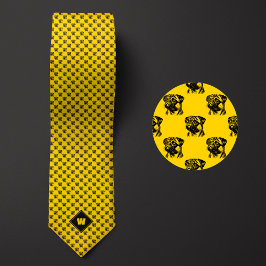 マスタードイエローパグパターン ネクタイ