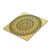 マスタードイエローパターンアンティークゴールデンフラワーパテ タイル (側面)