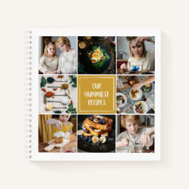 マスタードイエローフォトコラージュ8写真ファミリーレシピ ノートブック