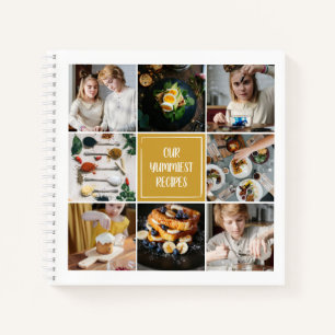 マスタードイエローフォトコラージュ8写真ファミリーレシピ ノートブック