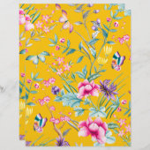 マスタードイエローフラワースクラップブック紙 (正面/裏面)