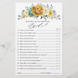 マスタードイエローフローラセージブライダルシャワーゲーム