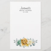 マスタードイエローフローラセージブライダルシャワーゲーム (裏面)