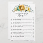 マスタードイエローフローラセージブライダルシャワーゲーム (正面/裏面)