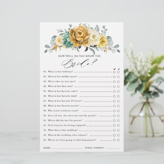 マスタードイエローフローラセージブライダルシャワーゲーム (スタンド正面)