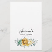 マスタードイエローフローラセージブライダルシャワーゲーム (裏面)