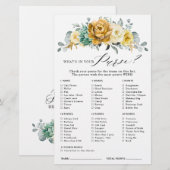 マスタードイエローフローラセージブライダルシャワーゲーム (正面/裏面)