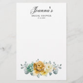 マスタードイエローフローラセージブライダルシャワーゲーム (裏面)