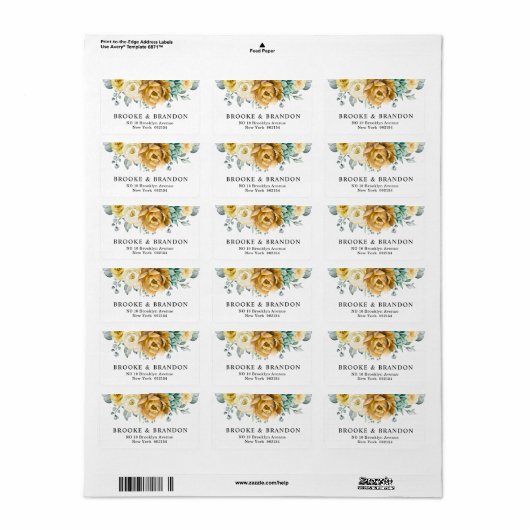 マスタードイエローフローラセージモダングリーン結婚リーズ ラベル (フルシート)