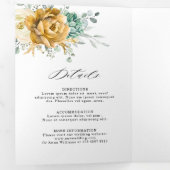 マスタードイエローフローラセージモダングリーン結婚リーズ 三つ折り案内状 (内部最初)